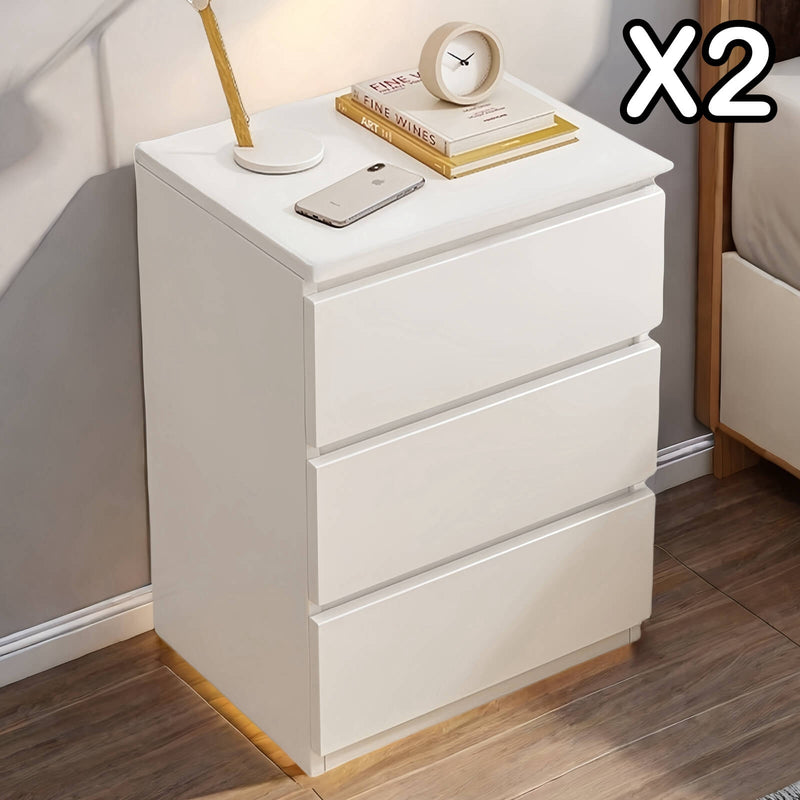Set of 2 White Bedside Tables with Drawers