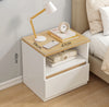 Set of 2 Bedside Tables – White & Oak Drawer
