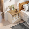 Set of 2 Bedside Tables – White & Oak Drawer