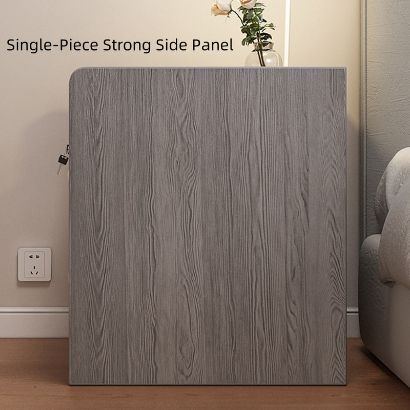 Nightstand – Gray Wood Grain with White Drawer