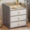 Set of 2 Bedside Tables – 3 Drawers, Light Gray & White