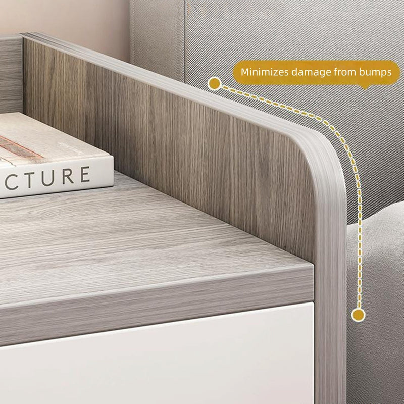 Set of 2 Bedside Tables – 3 Drawers, Light Gray & White