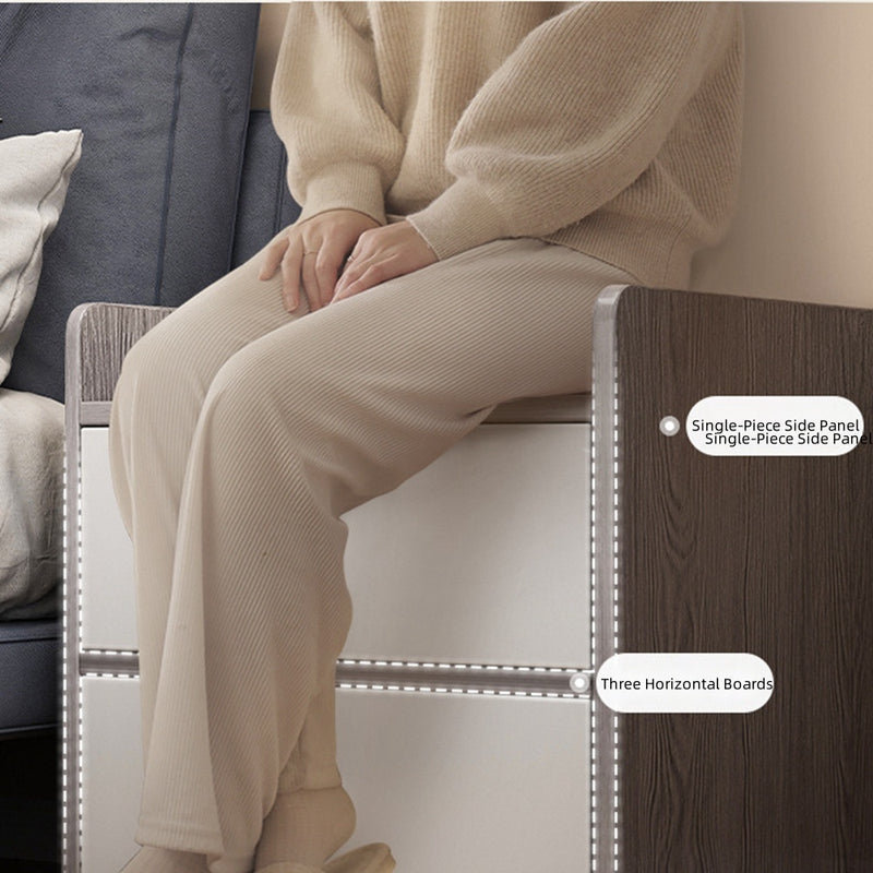 Set of 2 Bedside Tables – 3 Drawers, Light Gray & White