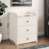 Minimalist White Nightstand – 3 Drawers with Wooden Handles