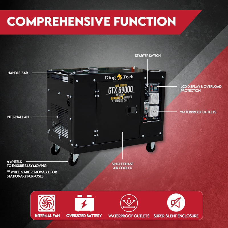 KINGTECH 8.4kW/6kW Single-Phase Diesel Generator