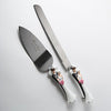Bride & Groom Wedding Cake Server Set – Knife & Silver Blade Server (Boxed)