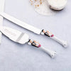 Bride & Groom Wedding Cake Server Set – Knife & Silver Blade Server (Boxed)