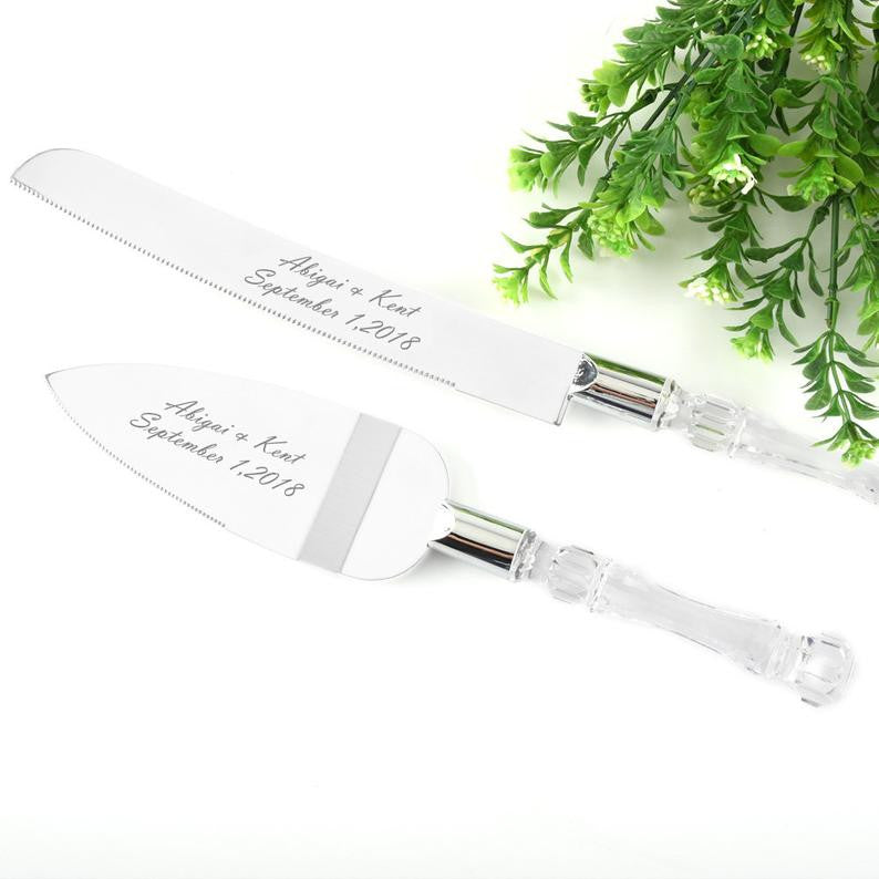 Wedding Cake Knife & Server Set – Silver Blade (Boxed)