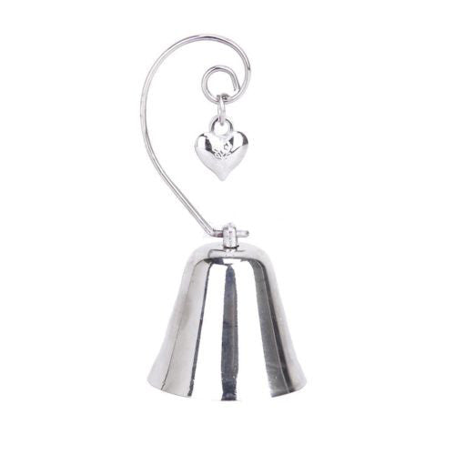 100-Pack Silver Wedding Kissing Bell Place Card Holders – Heart Ring Favour