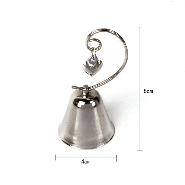 100-Pack Silver Wedding Kissing Bell Place Card Holders – Heart Ring Favour
