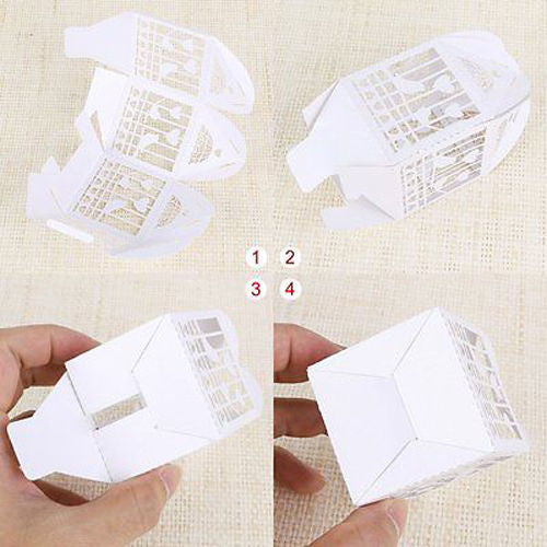 White Dove Heart Wedding Bomboniere Favour Boxes – 50 Pack