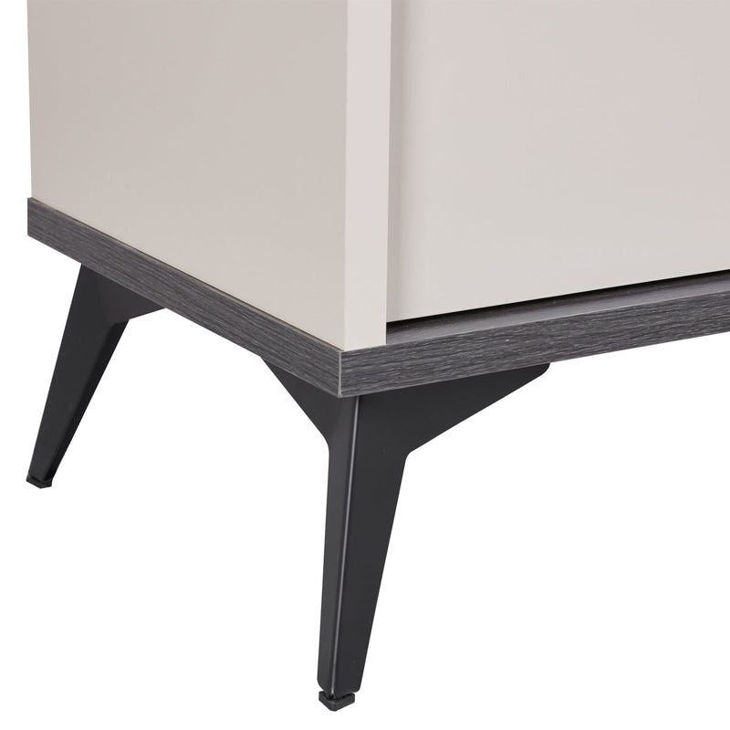 Champagne & Black 6-Drawer Dressing Chest with Mirror