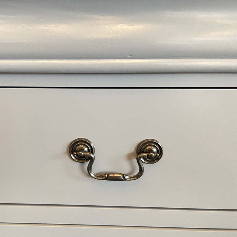 White Wooden Dressing Chest with 6 Drawers & Mirror