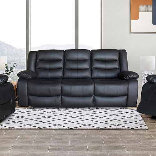 3+1+1 Recliner Sofa Set Faux Leather Black