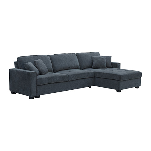 Corner Sof Chaise – Polyester Fabric w/ Two Pillows & Pocket Springs