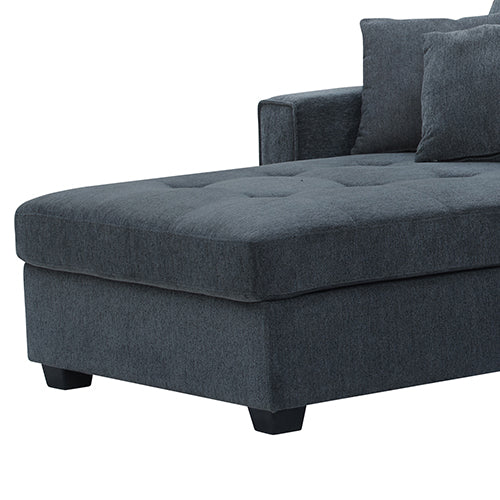Corner Sof Chaise – Polyester Fabric w/ Two Pillows & Pocket Springs