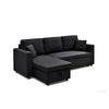 Multifunctional Fabric Sofa Bed with Chaise & Cushions (Dark)