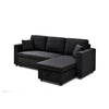 Multifunctional Fabric Sofa Bed with Chaise & Cushions (Dark)