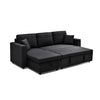 Multifunctional Fabric Sofa Bed with Chaise & Cushions (Dark)