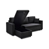 Multifunctional Fabric Sofa Bed with Chaise & Cushions (Dark)