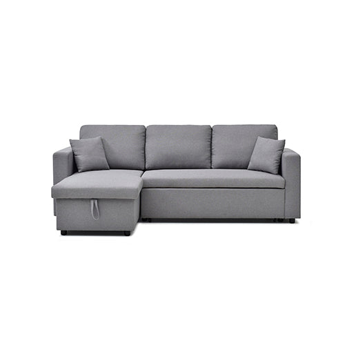 Multifunctional Fabric Sofa Bed with Chaise & Cushions (Light)