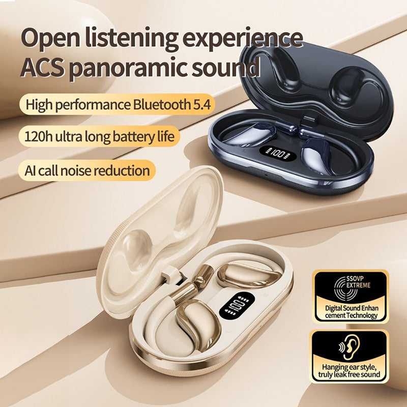 Wireless Open-Ear Sports Headphones Bluetooth 5.4 – Beige