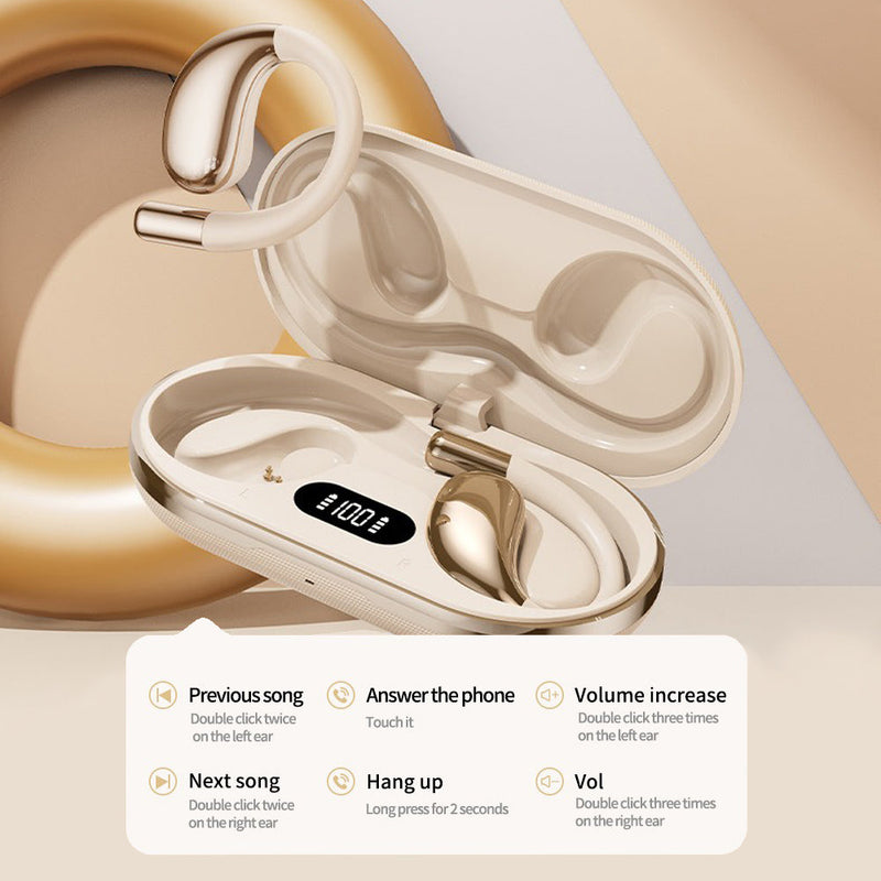 Wireless Open-Ear Sports Headphones Bluetooth 5.4 – Beige