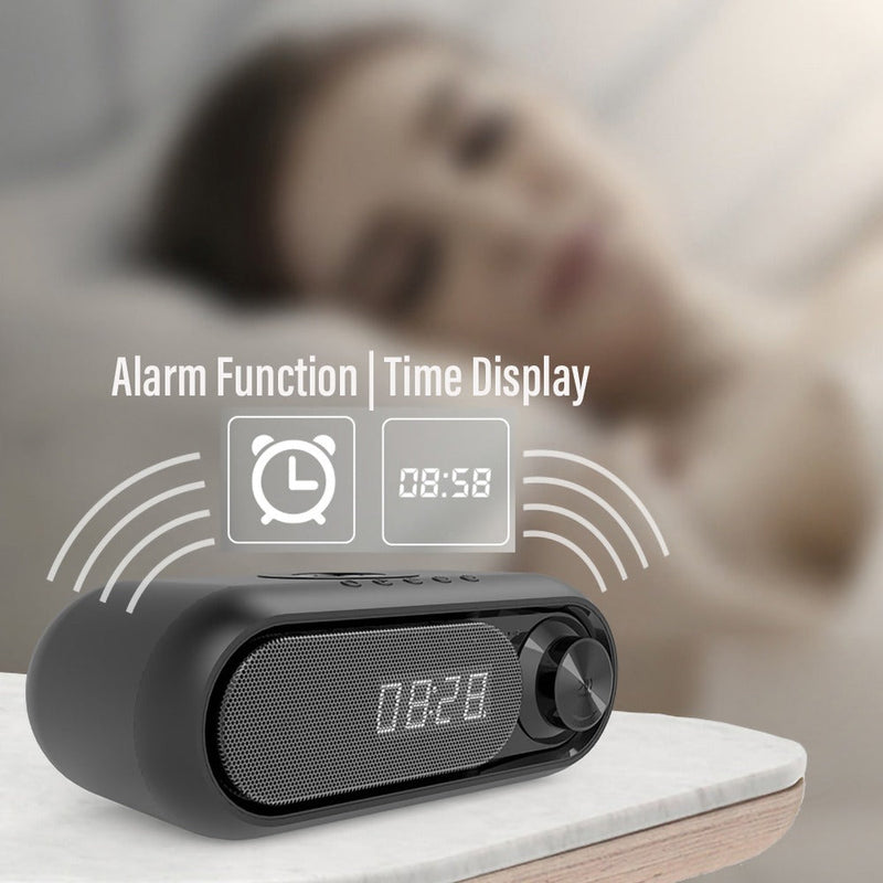 Bluetooth Speaker with 15W Wireless Charger & FM Alarm Clock (Grey)