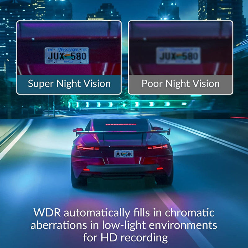 3-Channel Car DVR Dash Cam 1080P HD + 32GB Card