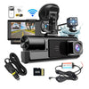 Wi-Fi 3-Channel Dash Cam 1080P HD + Hardwire Kit & 32GB