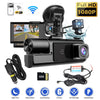 Wi-Fi 3-Channel Dash Cam 1080P HD + Hardwire Kit & 32GB