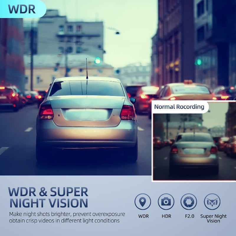 Triple Lens Dash Cam 1080P HD Front & Rear 4" Touch Screen