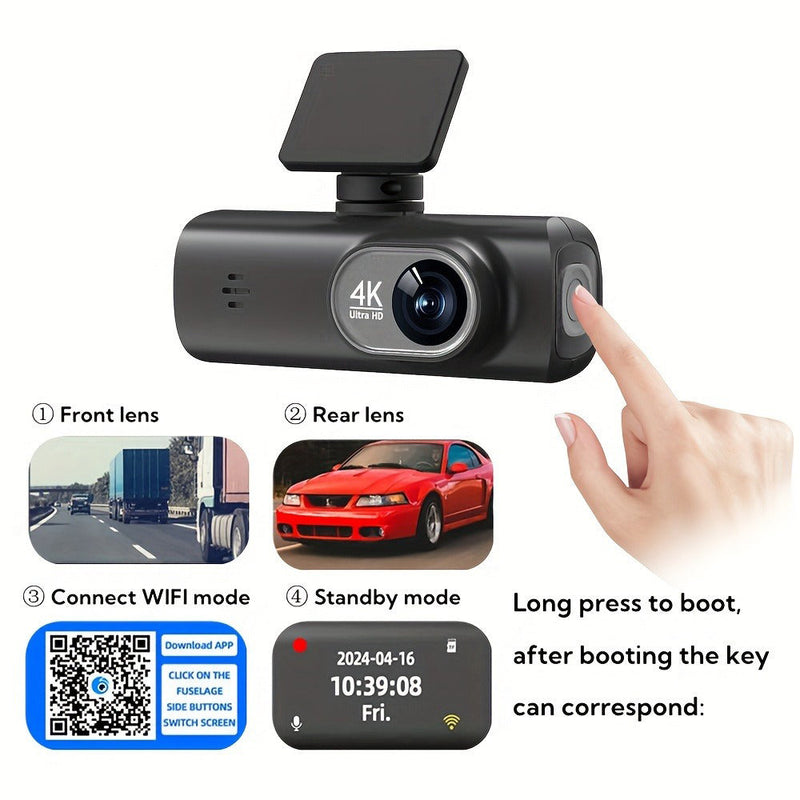 4K Dual Dash Cam Front & Rear Wi-Fi GPS + 64GB Card
