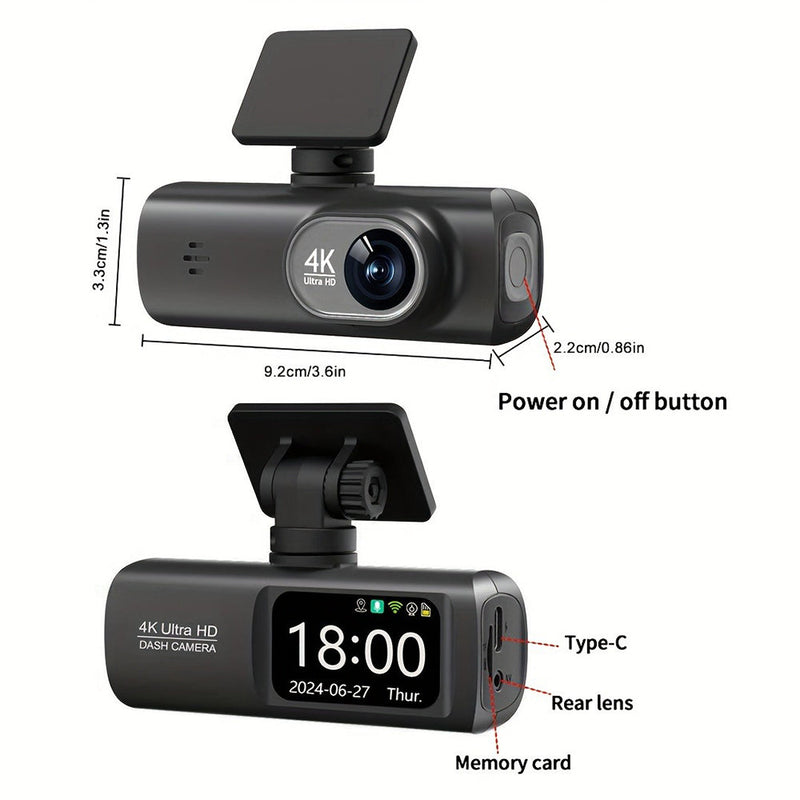 4K Dual Dash Cam Front & Rear Wi-Fi GPS + 64GB Card
