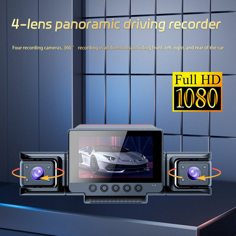 4-Channel 360° Dash Cam 1080P HD + 32GB Card
