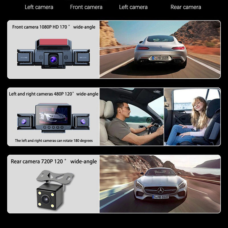 4-Channel 360° Dash Cam 1080P HD + 32GB Card