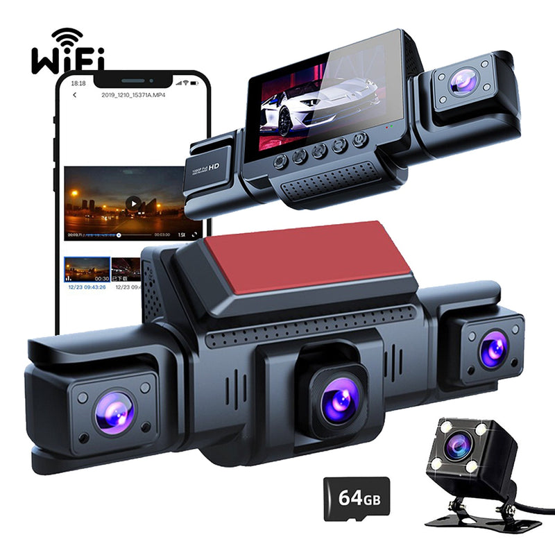 4-Channel 5G WiFi Dash Cam – 1080P FHD with 64GB Card