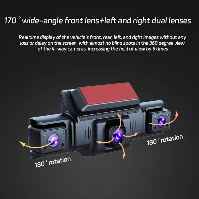 4-Channel 5G WiFi Dash Cam – 1080P FHD with 64GB Card