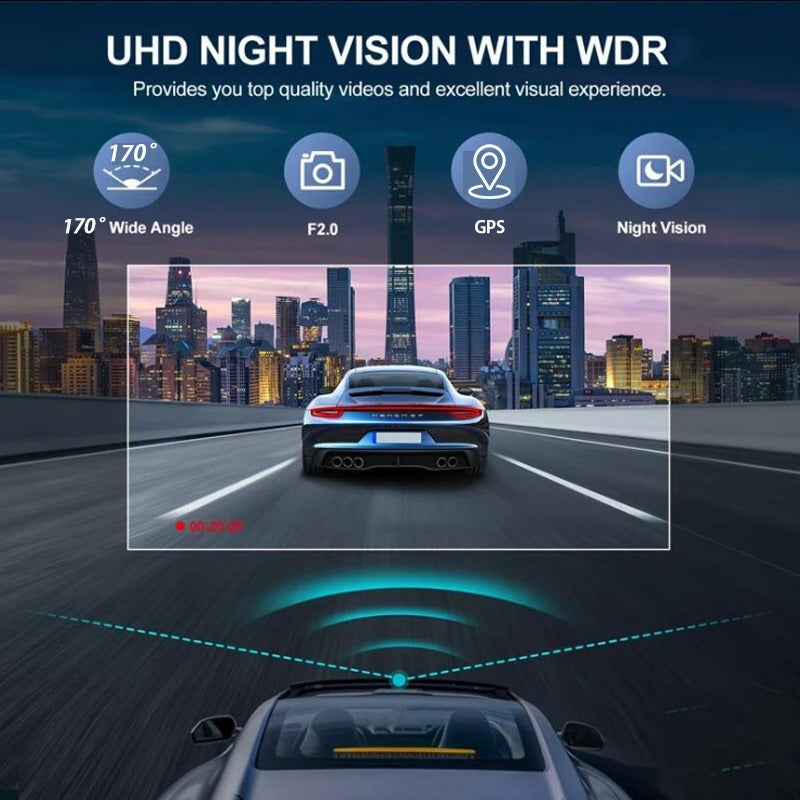 4K+2.5K Dual Dash Cam Front & Rear Wi-Fi GPS ADAS + 32GB