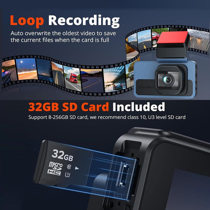 4K+2.5K Dual Dash Cam Front & Rear Wi-Fi GPS ADAS + 32GB