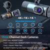 3-Channel 4K+1K+1K Wi-Fi Car Dash Cam – Interior & Exterior Recording with 32GB Card