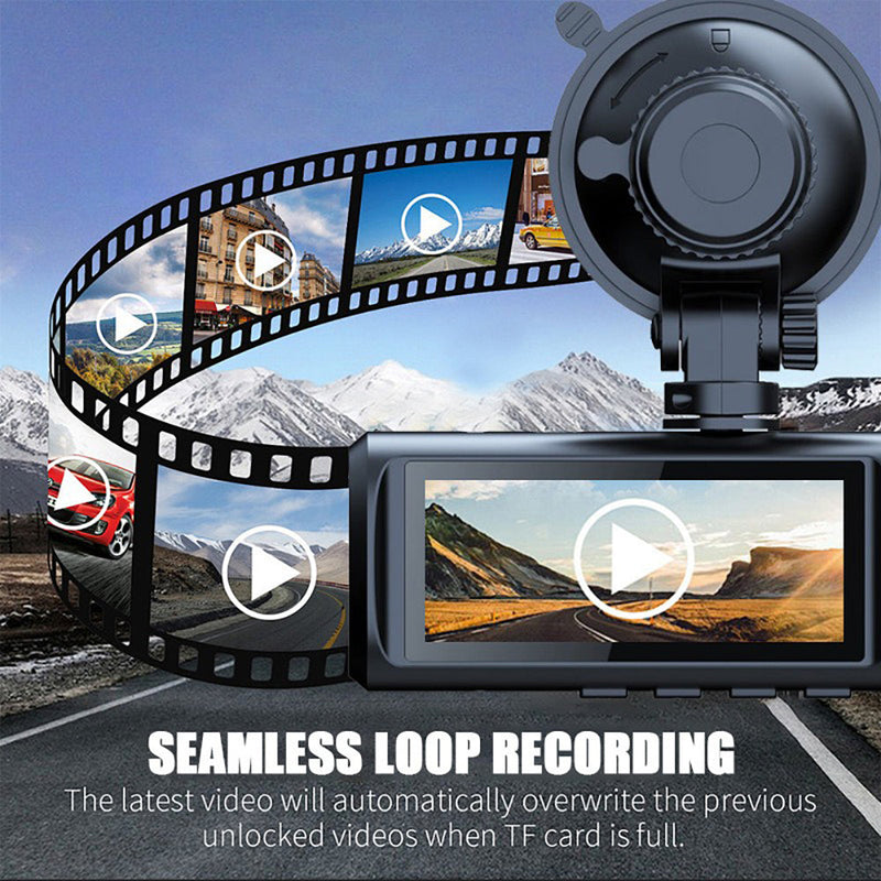 3-Channel 4K+1K+1K Wi-Fi Car Dash Cam – Interior & Exterior Recording with 32GB Card