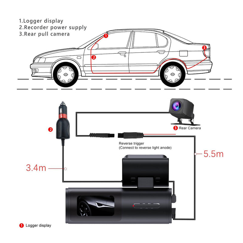 4K Wi-Fi Dual Lens Car Dash Cam – Wide Angle IPS Screen with Night Vision & 32GB Card