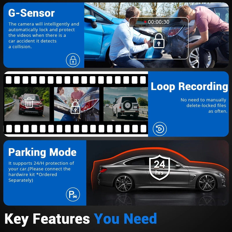 10" 4K Mirror Dash Cam with 2K Rear Camera – Wi-Fi, GPS, ADAS, BSD & Stream Media (64GB Included)