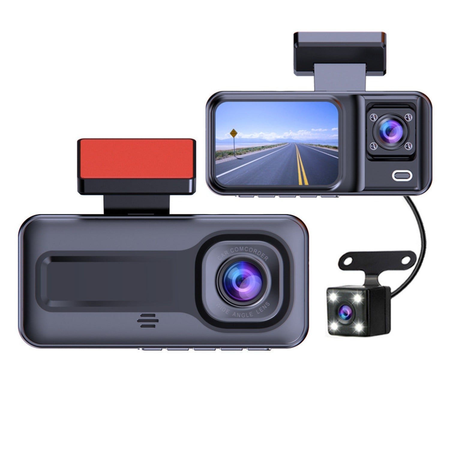 Front & Rear Triple Lens Dash Cam 1080P HD Recorder