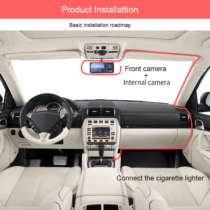 Front & Rear Triple Lens Dash Cam 1080P HD Recorder