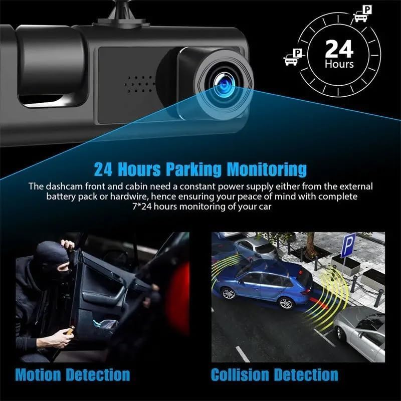 Wi-Fi 3-Channel Dash Cam 1080P Full HD + 32GB Card