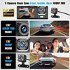 Wi-Fi 3-Channel Dash Cam 1080P Full HD + 32GB Card