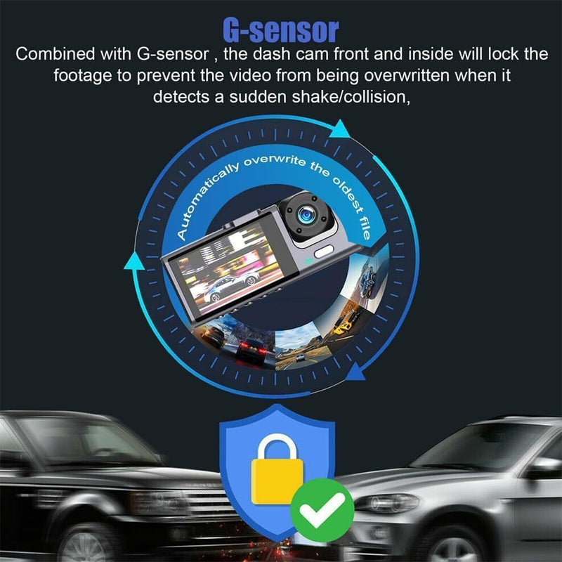 Wi-Fi 3-Channel Dash Cam 1080P Full HD + 32GB Card