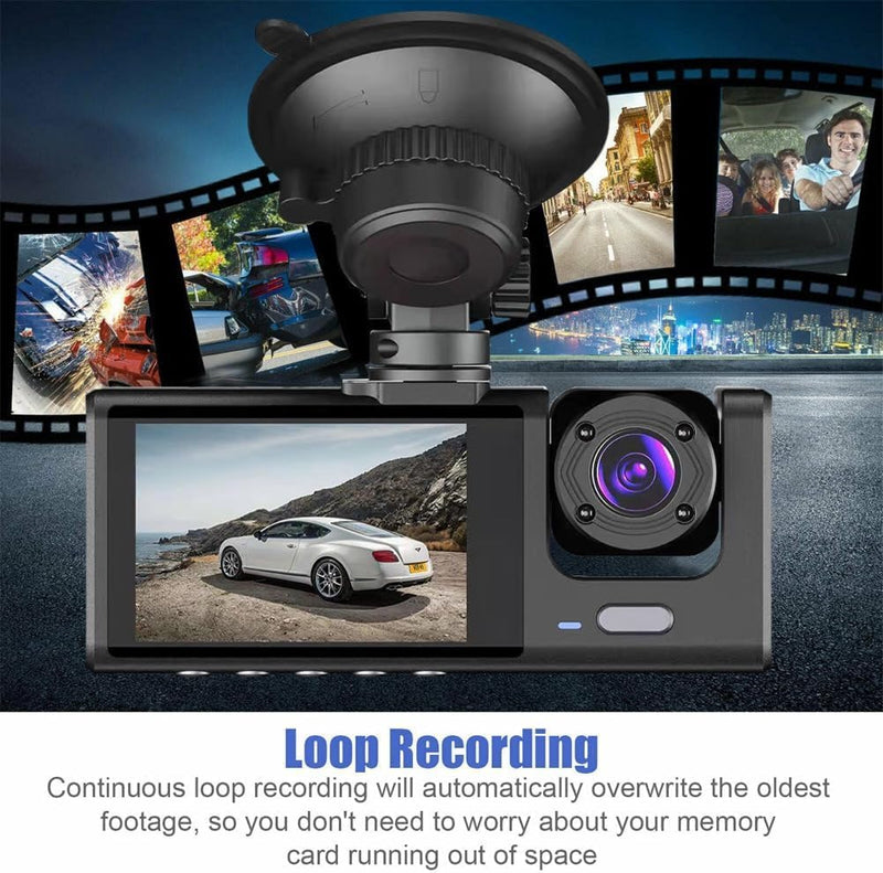 Wi-Fi 3-Channel Dash Cam 1080P Full HD + 32GB Card